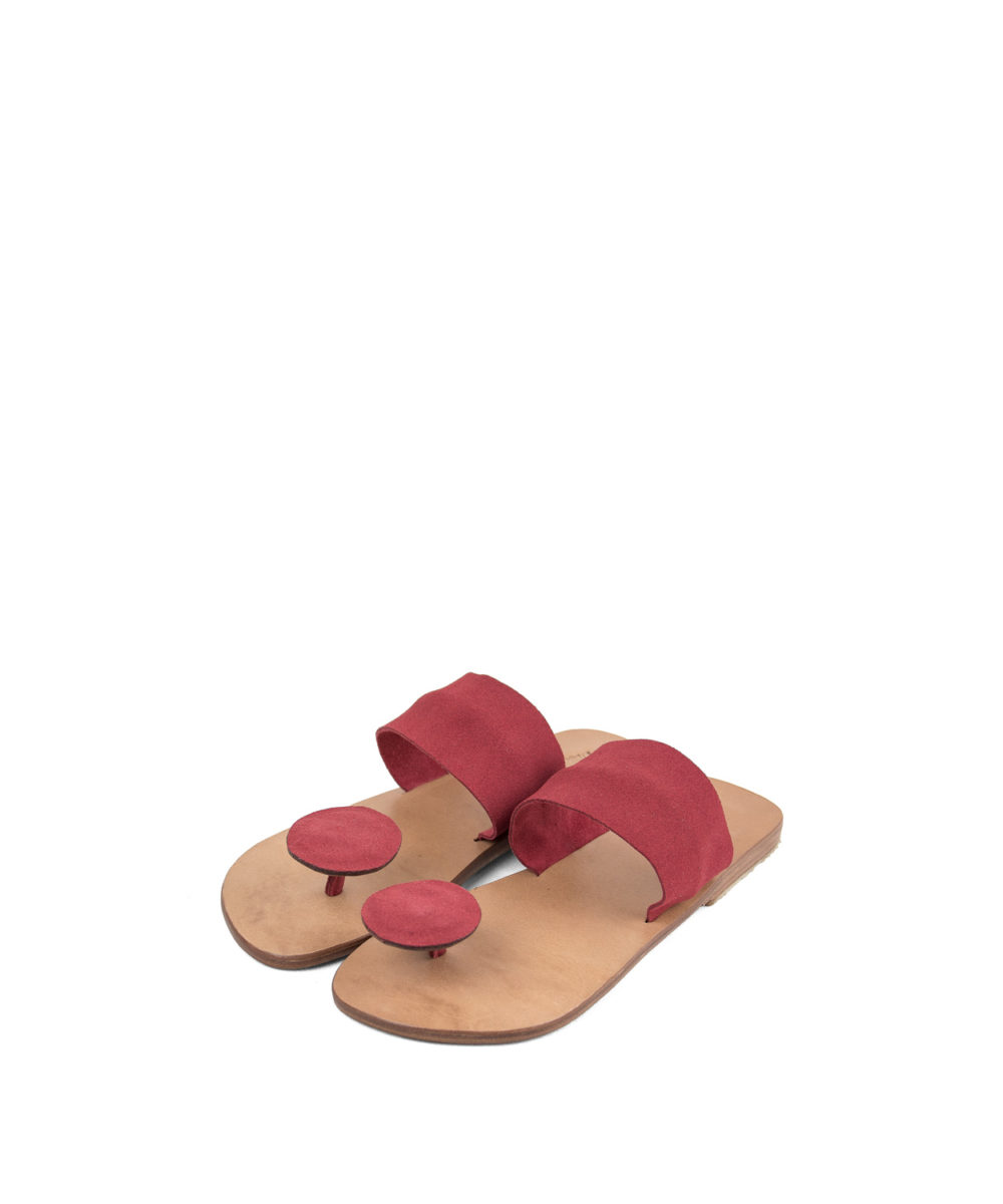 Sandals Button, Coral Red